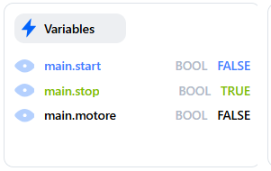 Stop a TRUE e motore a FALSE